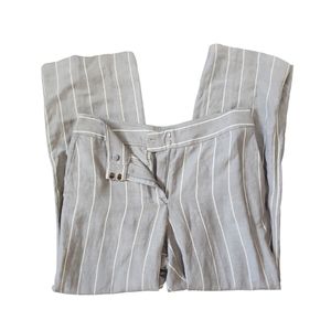 LOFT Grey White Striped Linen Blend Pant Size 10